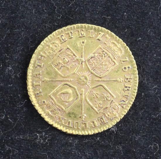 A George I gold quarter guinea, 1718,